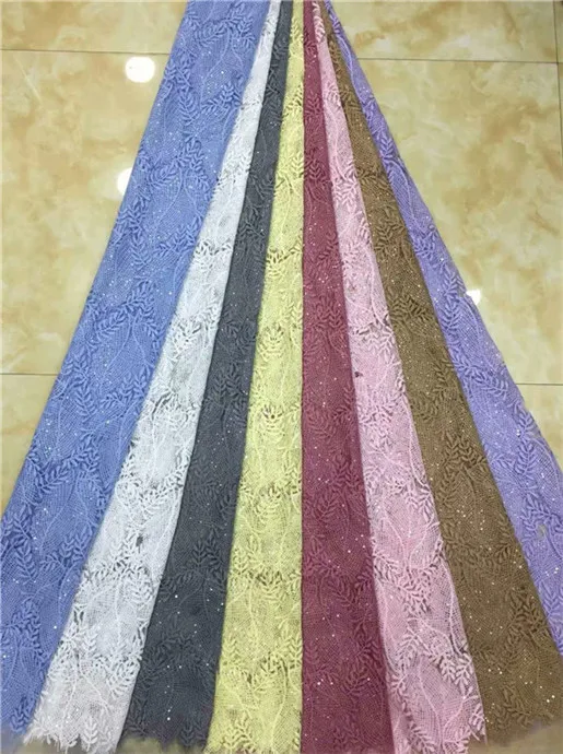

Sequins Net Lace Fabric 2019 High Quality African Mesh Wedding Bride Dress Sewing Sequined Embroidered Material Sky blue