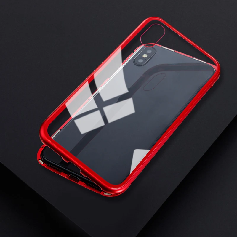 Magnetic Adsorption Phone Case For iPhone XS MAX 6 6S Plus Metal Tempered Glass Back Magnet Cases Cover X 8 7 |