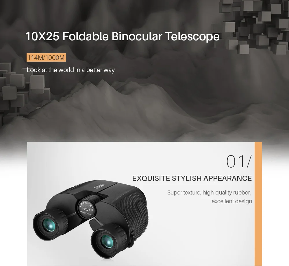 BIJIA 10X25 114 м/1000 м компактный бинокулярный Мини Складной HD бинокль телескоп для охоты и альпинизма