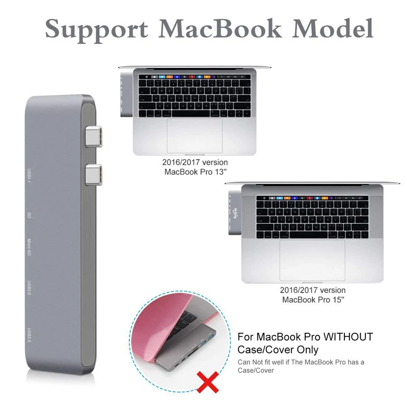 Usb type C концентратор Thunderbolt 3 адаптер многопортовый для 2017 2016 MacBook pro с 40 Гбит/с SD TF