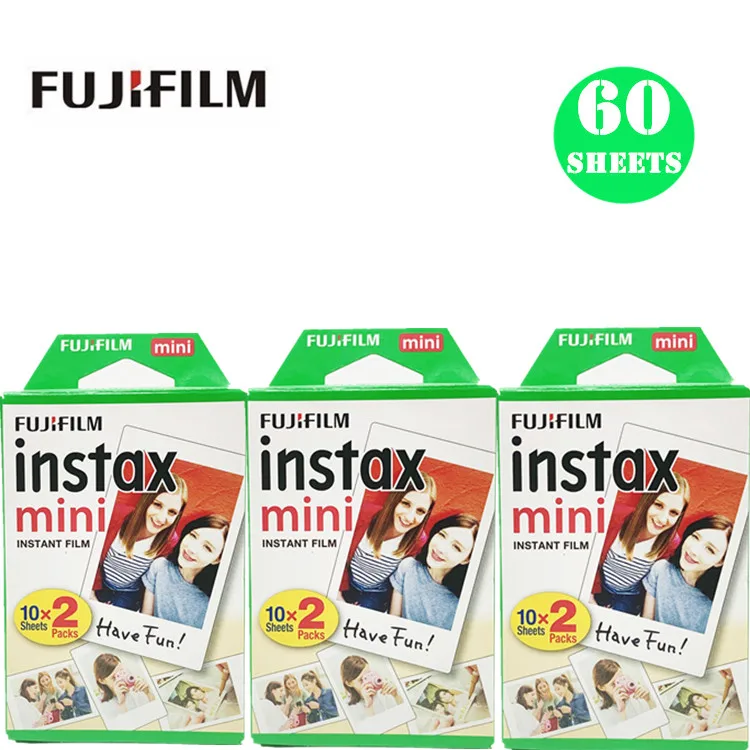 60 sheets Пленка Fujifilm Instax Mini 10 20 30 40 50 60 100 листов 3 дюйма для мини 9 Polaroid FUJI Instant Photo camera mini 9 8 7s 70 90 - Цвет: 60 sheets