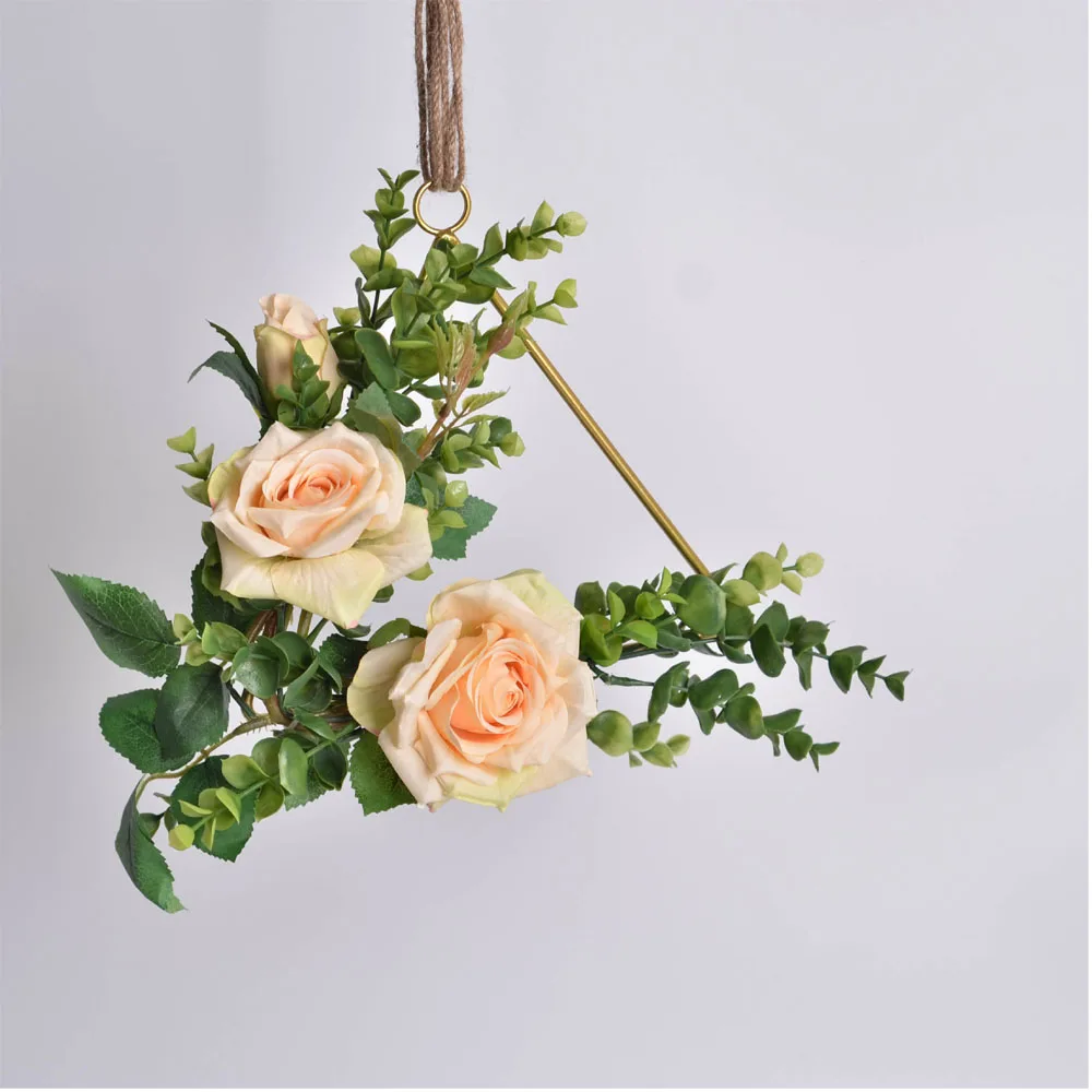 1PCS creative wall hangings home hemp rope ornaments artificial flower decoration wrought iron pendant | Дом и сад