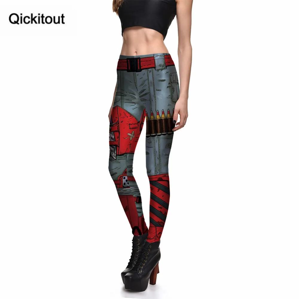 Qickitout леггинсы модные женские роботы машина лекарственные пуля красные с