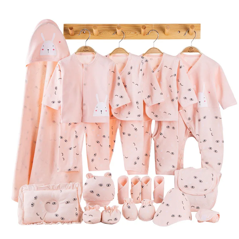 Pink Хлопковая одежда для новорожденных; Подарочный комплект для малышей; Одежда для новорожденных девочек с милым принтом; Одежда для младенцев; одежда для маленьких мальчиков; Комплект для новорожденных девочек - Цвет: Pink