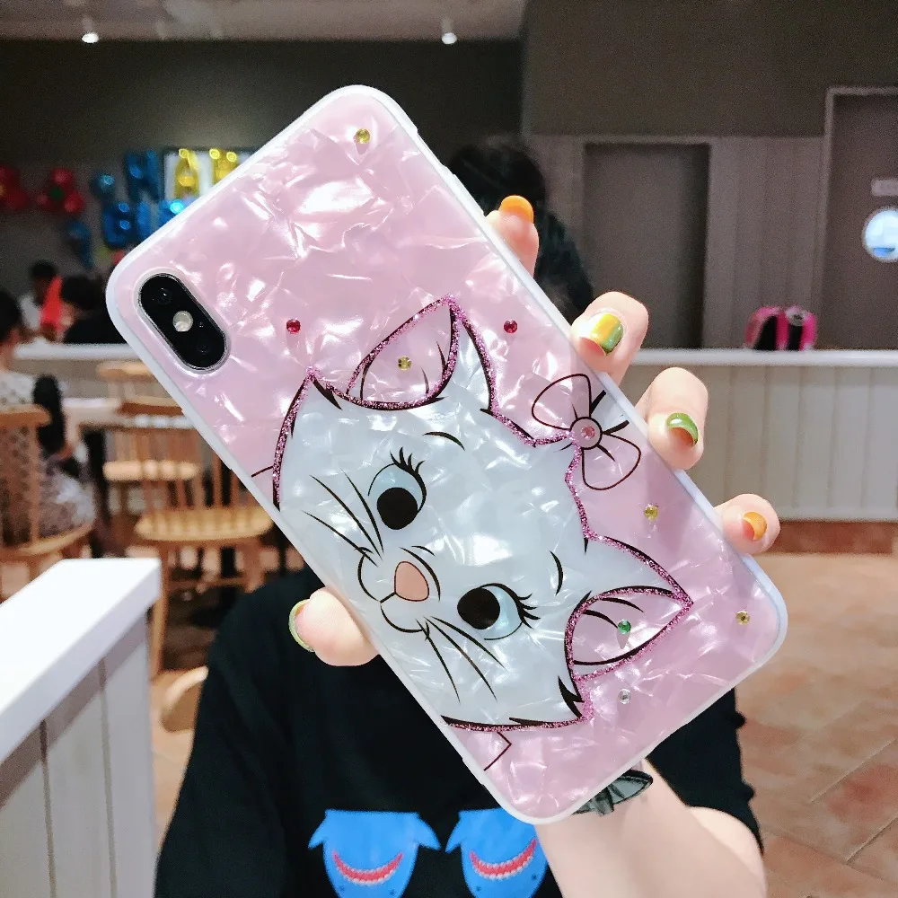 Мягкий силиконовый чехол для телефона с мультяшным бриллиантом Marie Cat для iphone XS MAX, милый розовый красивый чехол для iphone 6, 6 S, 7, 8 plus, X