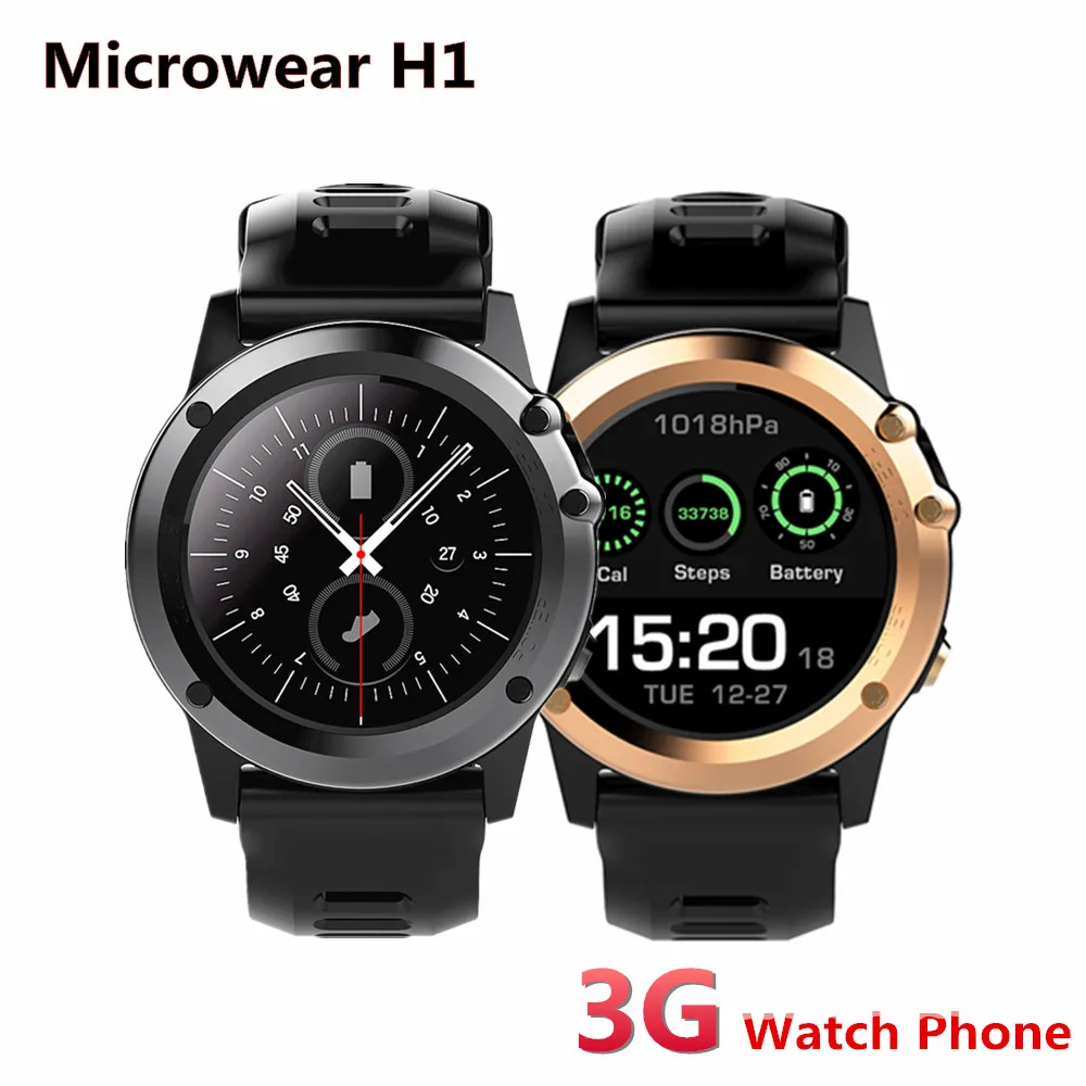 Microwear H1 3g Смарт-часы телефон Android носить MTK6572 двухъядерный gps 4 Гб rom IP68 Водонепроницаемые Смарт-часы с камерой для мужчин