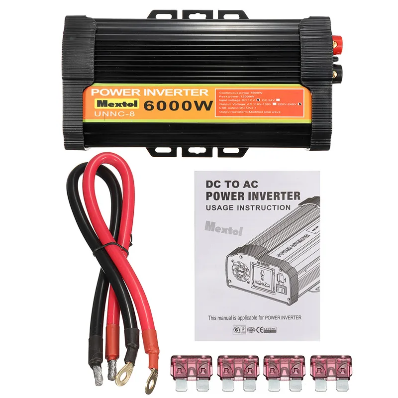 6000 Вт Инвертор с зарядным устройством 12 V дo AC 220 вольт ЖК-дисплей Цифровой Max 12000 Вт Модифицированная синусоида преобразователь автомобильное зарядное устройство преобразователь USB