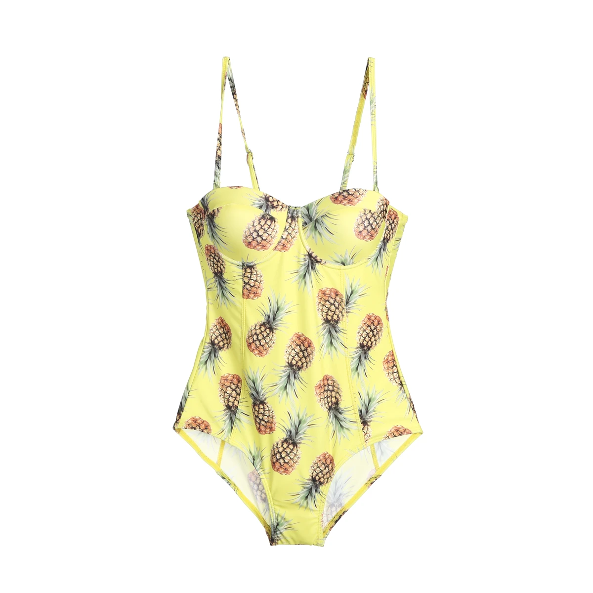 Strap Monokini One-Piece Bathing Suits Pineapple Women Swimsuit Bandage Bikinis Push-up Padded Swimwear Beachwear Yellow Blue | Спорт и