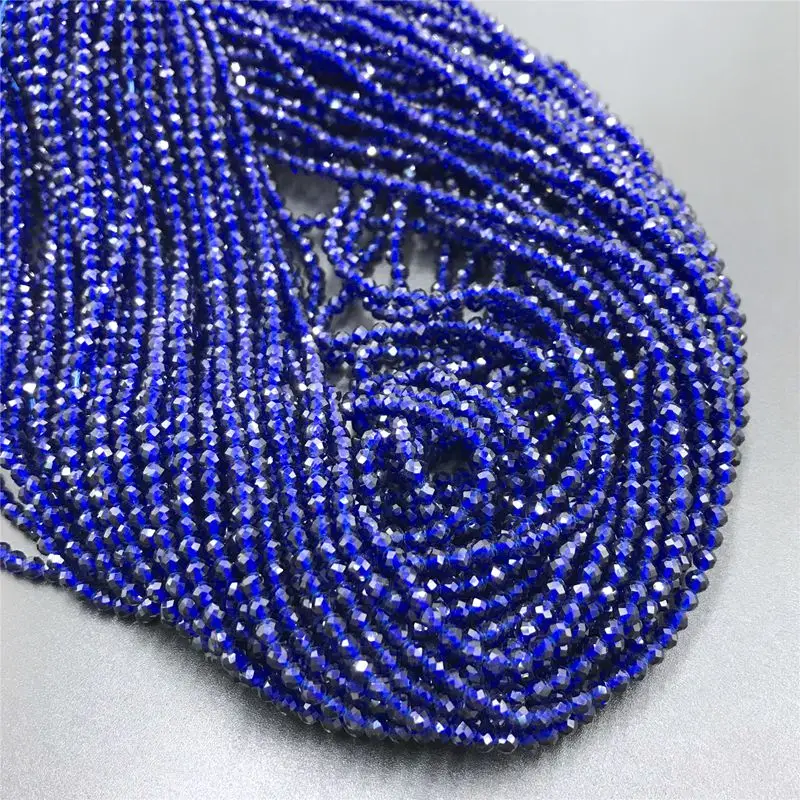 Sapphire Натуральные граненые драгоценные изумруды бусины оптом 2 мм круглые свободные нити бусины для изготовления ювелирных изделий ожерелье браслет аксессуары - Цвет: Sapphire