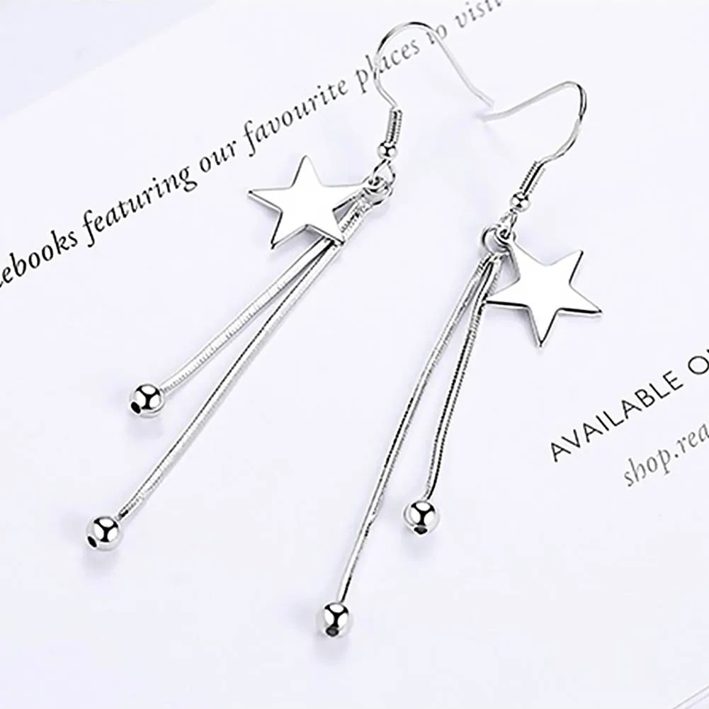 FORSEVEN модные висячие серьги уникальные Счастливая звезда змея цепочка длинные