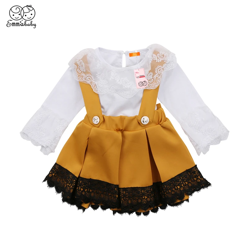Модный комплект одежды Emmababy для маленьких девочек белый кружевной комбинезон