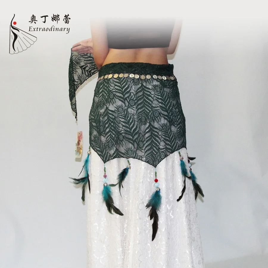 Платок с бахромой и перьями для танца живота|coin belt|fringe hip scarfhip scarf |