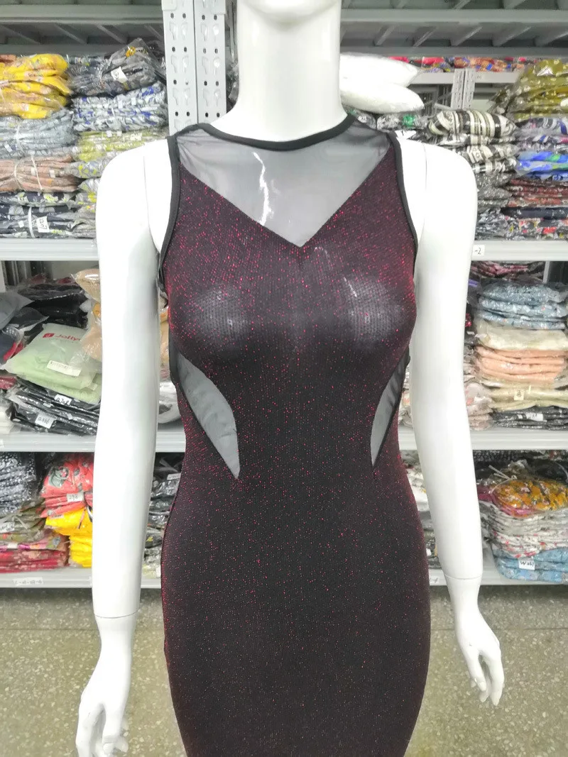 Женское вечернее платье макси с блестками без рукавов|Женские платья| |