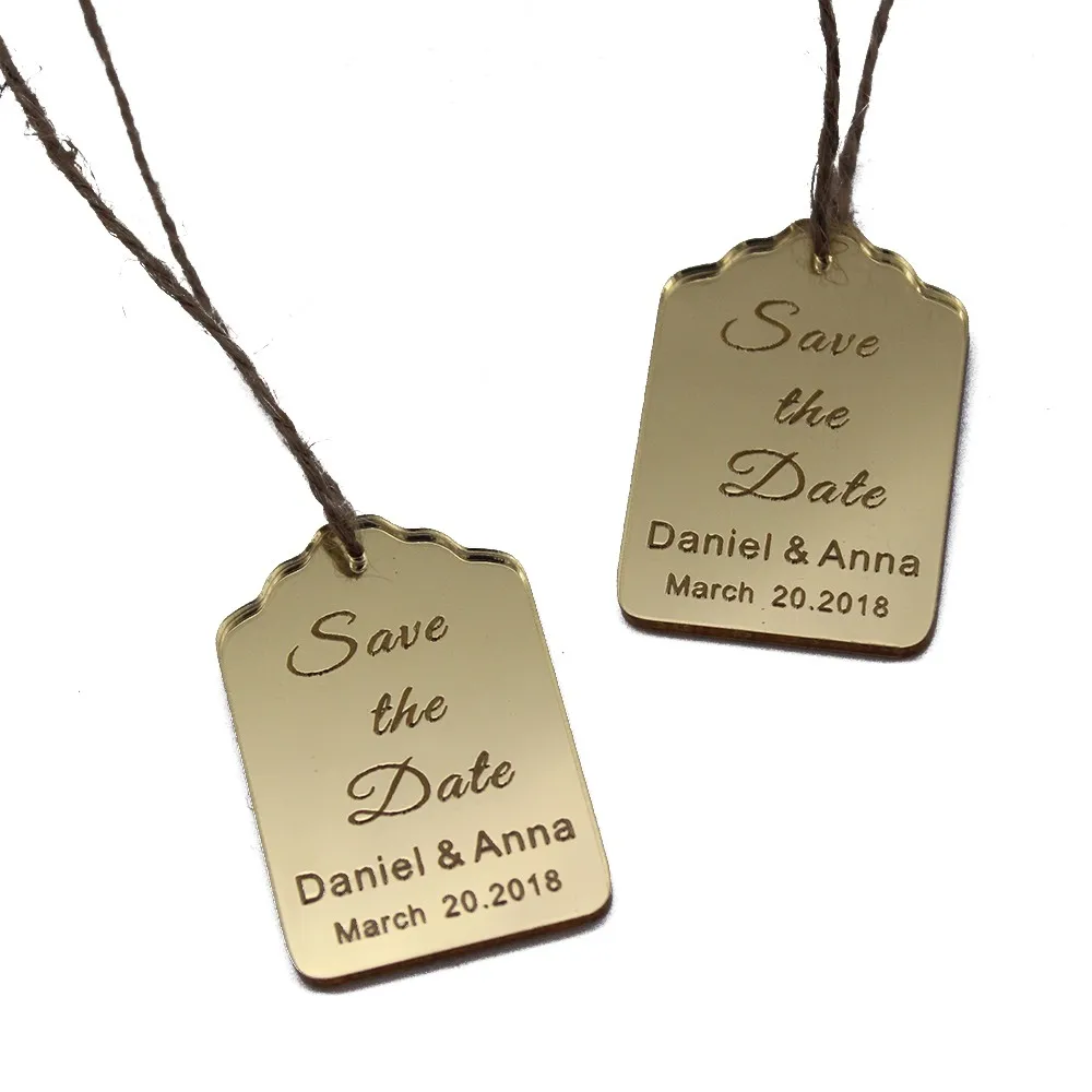 30 шт. персонализированное гравированное зеркало бирка для сохранения даты