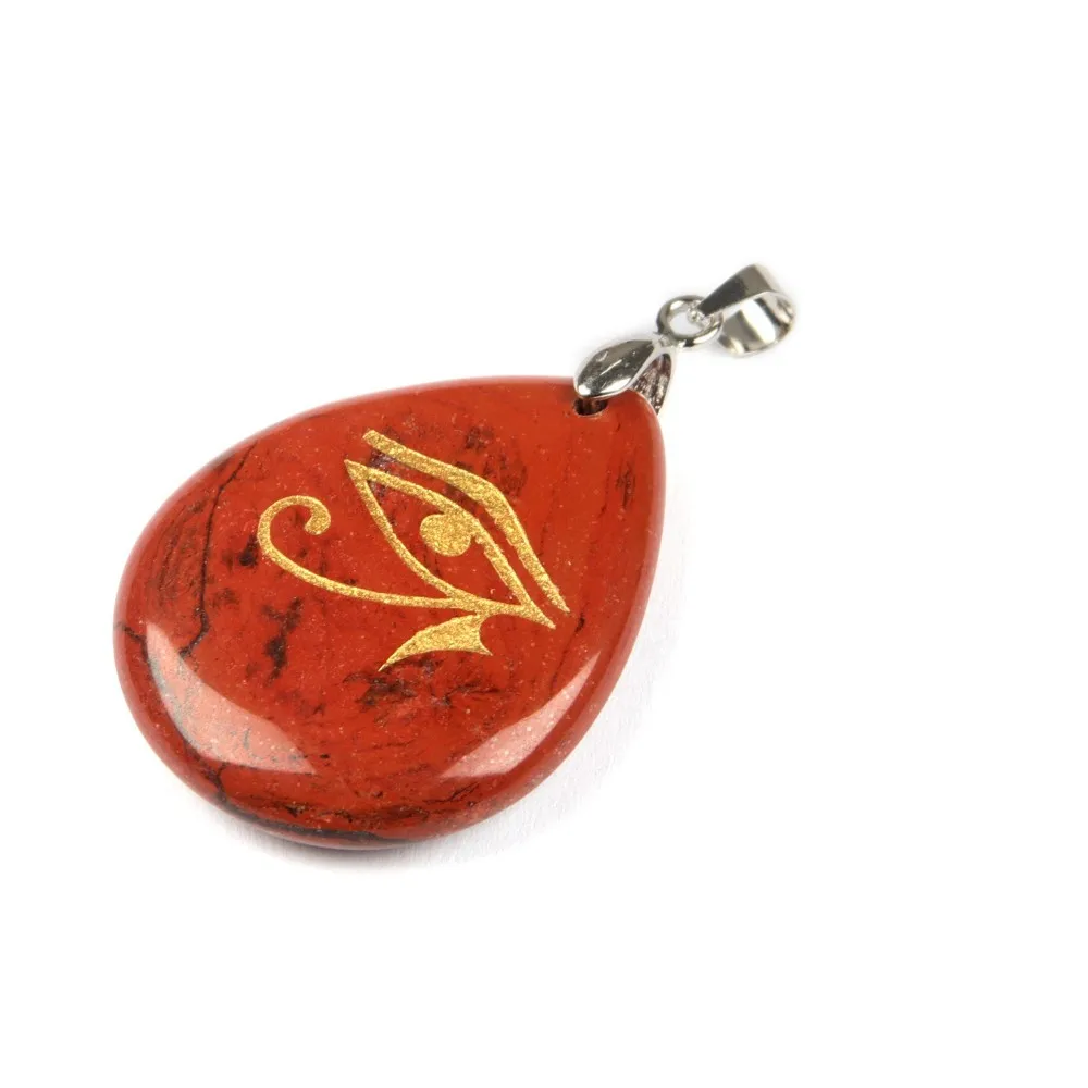 Natural red stone Солнце, Бог, глаз Хоруса, кулон, натуральный кристалл, кристалл, дух хранителя, символ, ожерелье, Древний Египет, амулет, руны, мужские ювелирные изделия - Окраска металла: Natural red stone