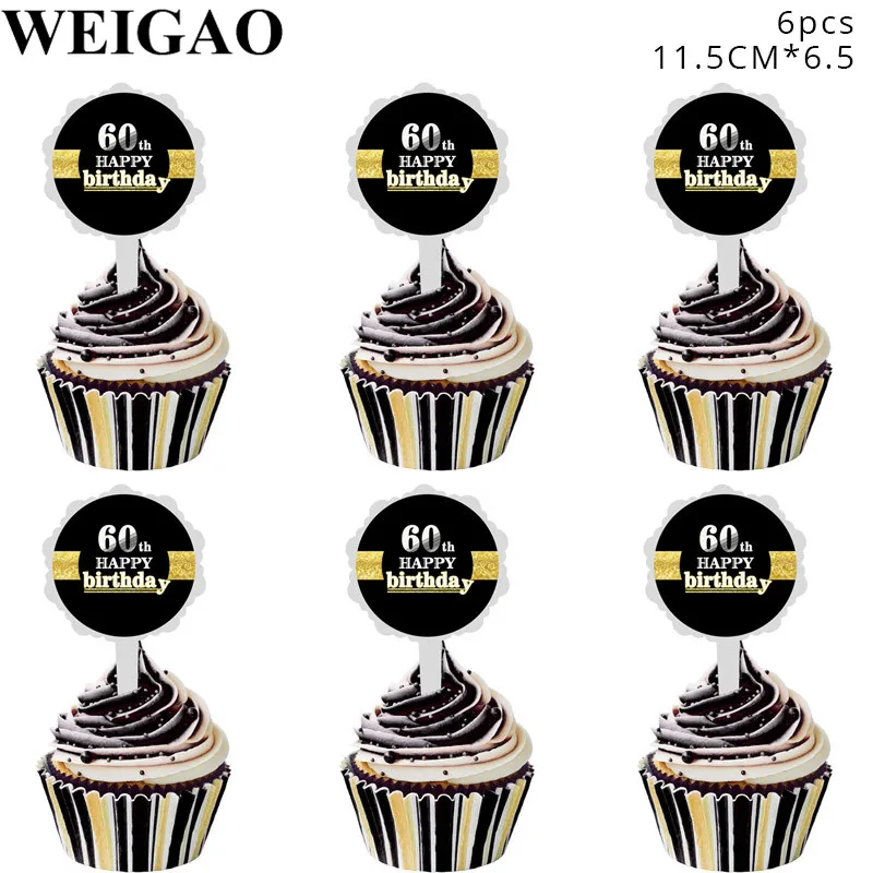WEIGAO 30/40/50/60th латексные шары для взрослых Декор ко дню рождения конфетти воздушные шары Юбилей День рождения украшения 30 лет воздушные шары - Цвет: 6pcs toppers 60th