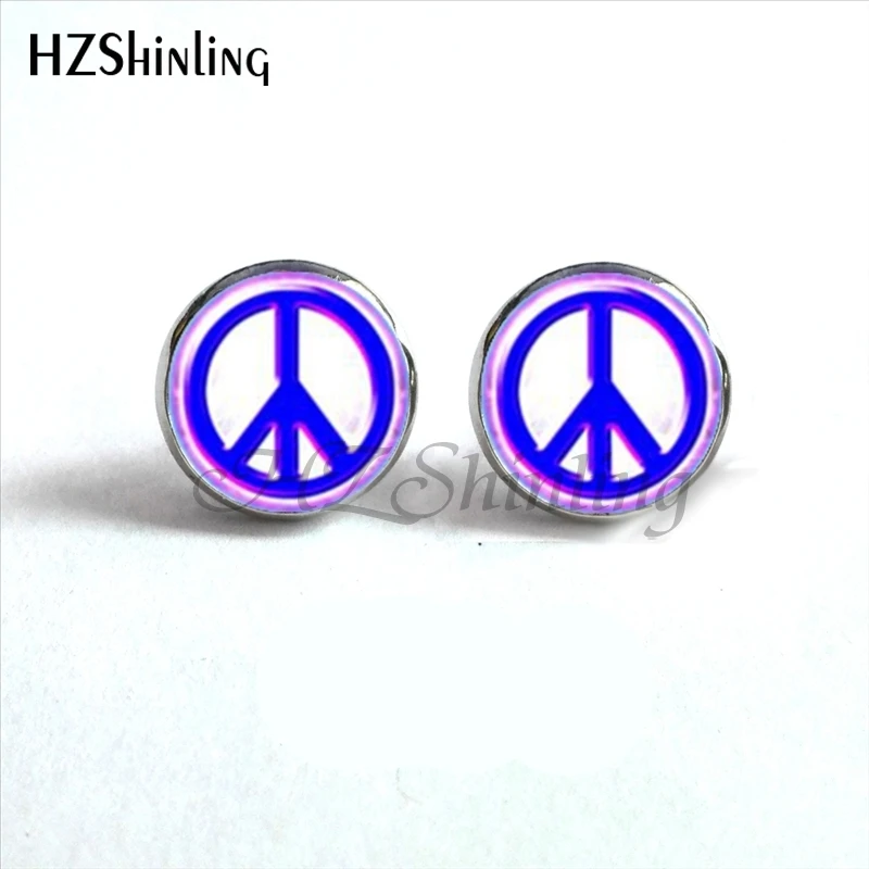 NES-0062 Hippie Peace серьги Зак мира серьги-гвоздики символ мира серьги ручной работы HZ4 - Окраска металла: 10