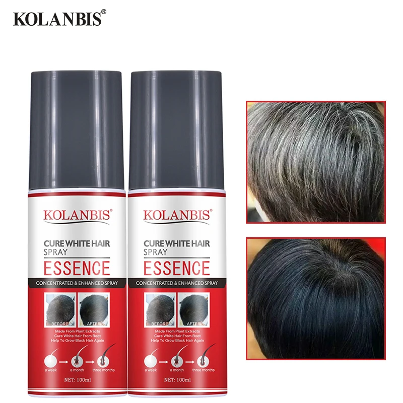

2 Bottle Effect Permanent Black Hair Treatment Hair Oil Anti Gray Serum White Removal Essence Cover Grey Hair Chinese Medicine