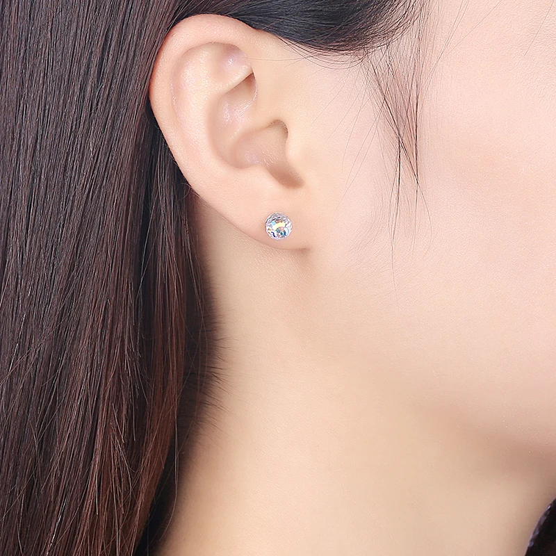 BAFFIN Classic Round Stud Earrings Ball Crystals From Swarovski S925 Silver Piercing For Women Wedding Party Daily Jewelry 2019 | Украшения