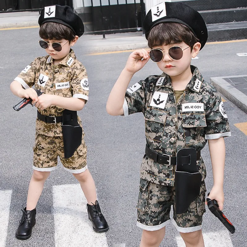 Spring/Summer Children's Camouflage Suit Boys Special Military Training kids girls boy Clothing sets Uniform to school clothes | Детская