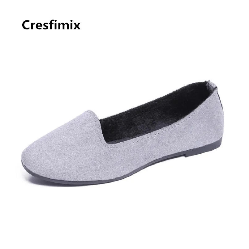Cresfimix vrouwen platte из натуральных материалов schoenen Женская мода с круглым носком обувь