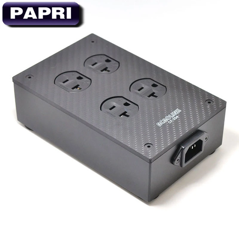 

PAPRI Original 4 Outlet Carbon Fiber US AC Power Socket Enclosure Box Case Chassis DIY Distributor HiFi For Audio Amplifier