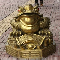shun7718 chinese fengshui copper brass golden toad hoptoad wealth coin yuan bao statue