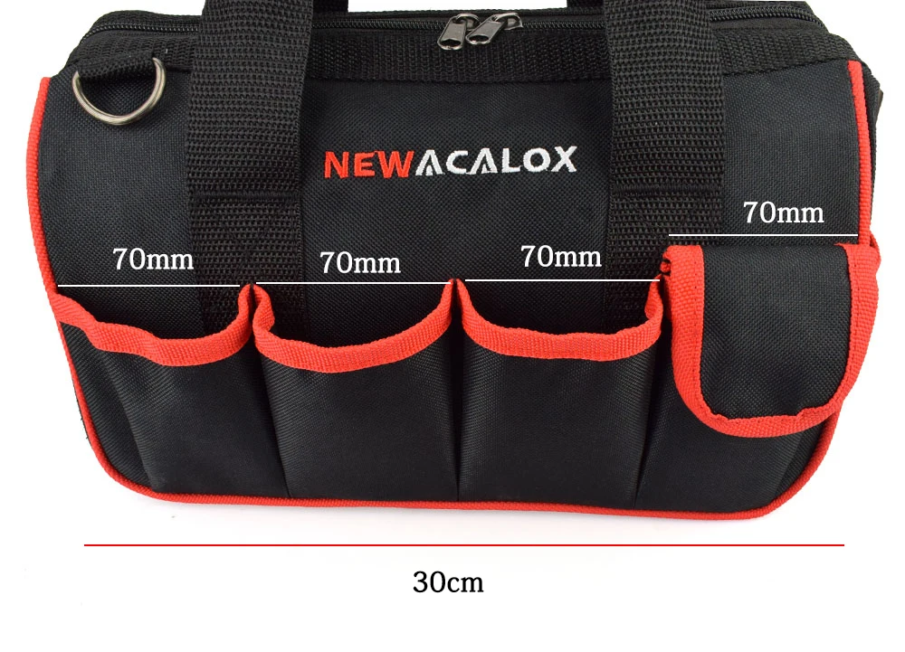NEWACALOX 1" сумки для инструментов большой емкости сгущенные аппаратные средства Профессиональный ремонтный инструмент сумка 600D закрытый верх широкий рот электрика сумки