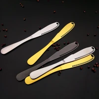 6pcs butter knife 3 in 1 stainless steel cheese spreader slicer butter curler knives serrated edge cream knifes gold 8 5 21cm