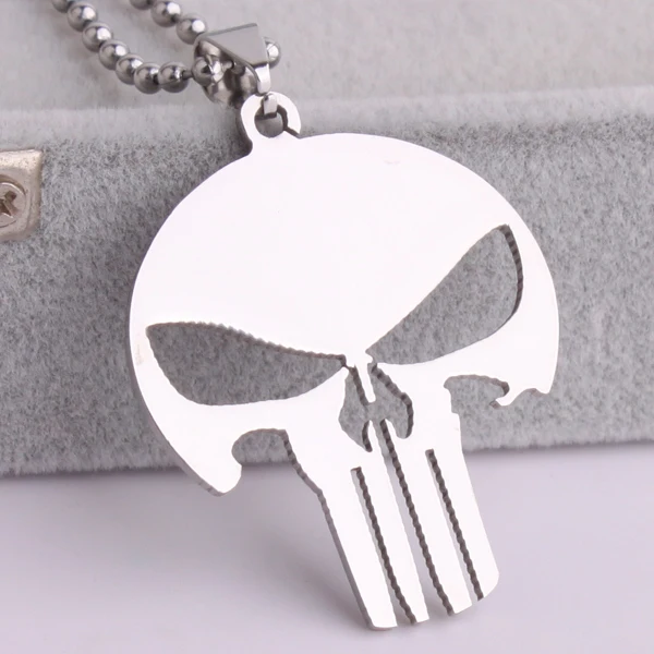 

silver color Pierced skull 316L Stainless Steel pendant necklaces bead chain for men women wholesale