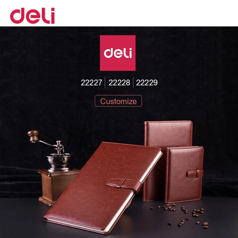 

Deli classic high quality soft PU leather B5/A5/A6 notebook for office offi vintage business traveler diary book customised Logo