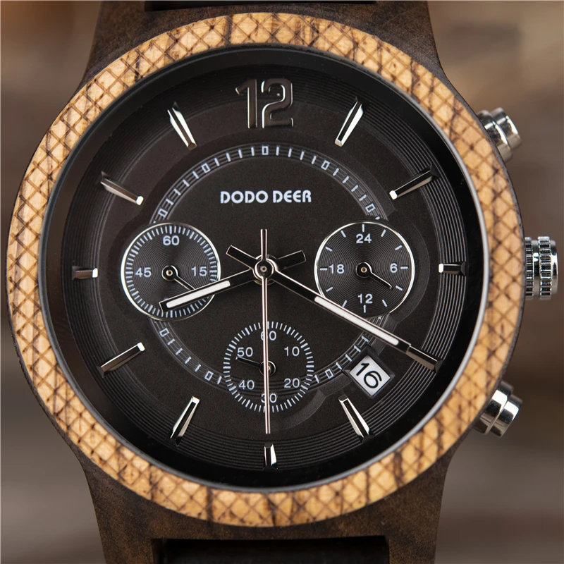 DODO DEER Luxury Women Watch Classic Wood Metal Chronograph Auto Date Display Relogio Feminino Top Brand Dropship DIY C01