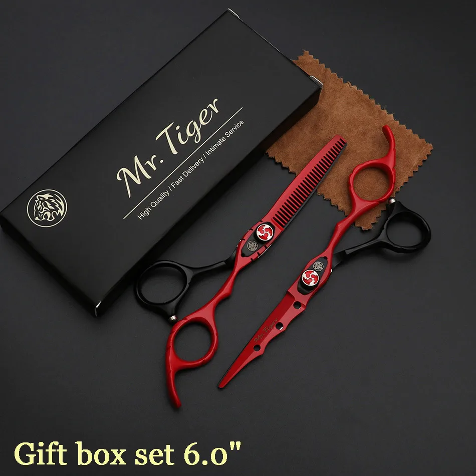 gift box set Острое лезвие 6,0 дюймов, парикмахерские ножницы, профессиональные ножницы для волос, набор 5,5, ножницы для стрижки волос, парикмахерские ножницы, Парикмахерская бритва - Цвет: gift box set