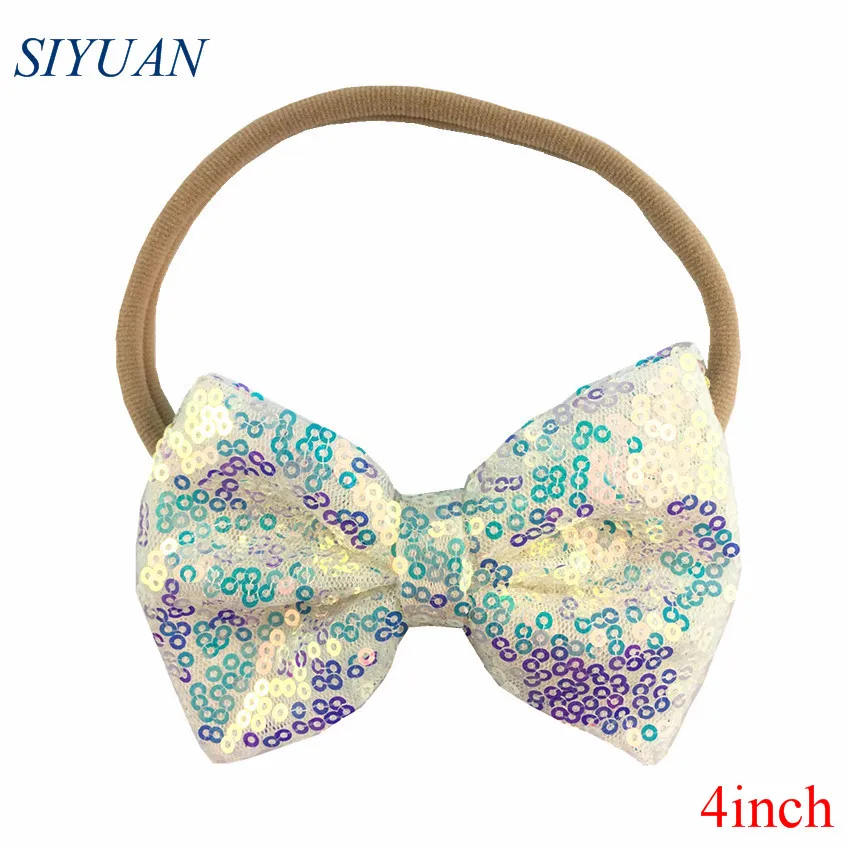 1 шт./лот эластичная нейлоновая повязка на голову с 4 ''блестящей вышивкой и