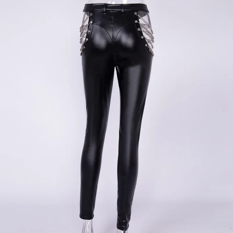 Punk A Dark Pop Style Gothic Leather Trousers Black Pants Girls Gift Halloween Drop Ship |