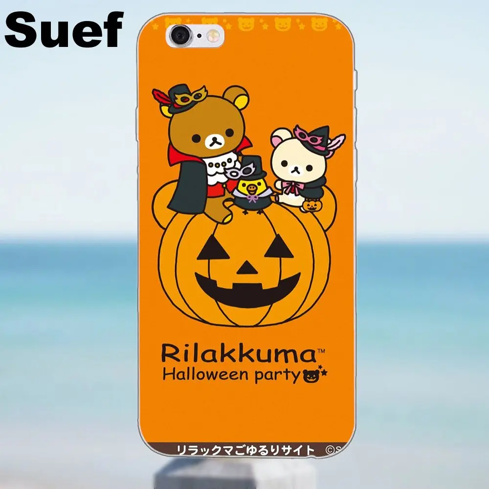 Новые милые мягкие чехлы с медведем Rilakkuma для iPhone X 4 4S 5 5S 5C SE 6 6S 7 8 Plus Samsung Galaxy A3 A5 J1 J3