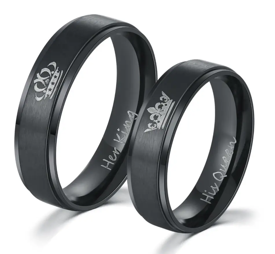 Парные кольца IP из нержавеющей стали 316L с черным покрытием для влюбленных|couple