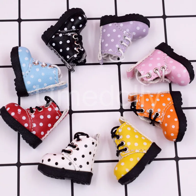 1 пара милые куклы в горошек ботинки для 1/6 Blyth Pullip Barbies Licca 1/8 BJD аксессуары