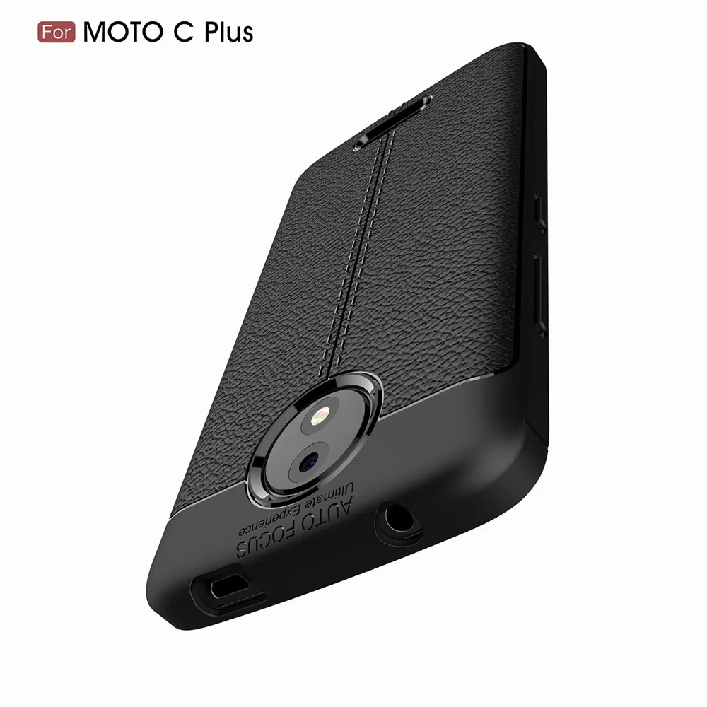 Мягкий матовый чехол с текстурой личи для Motorola Moto C противоударный деловой Plus Fundas