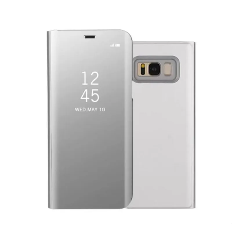 Для samsung Galaxy S6 Edge S7 Edge S8 Plus S9 Plus Note 4 5 Note8 Note9 Роскошный прозрачный зеркальный кожаный флип-чехол с подставкой - Цвет: Silver