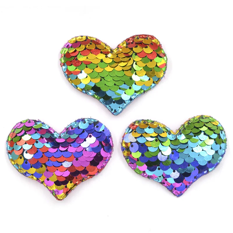 Rainbow 16 шт., блестки, блестки, мягкие патчи, аппликации в виде сердца для сумок, швейные принадлежности "сделай сам", украшение для волос, бант F33 - Цвет: Rainbow