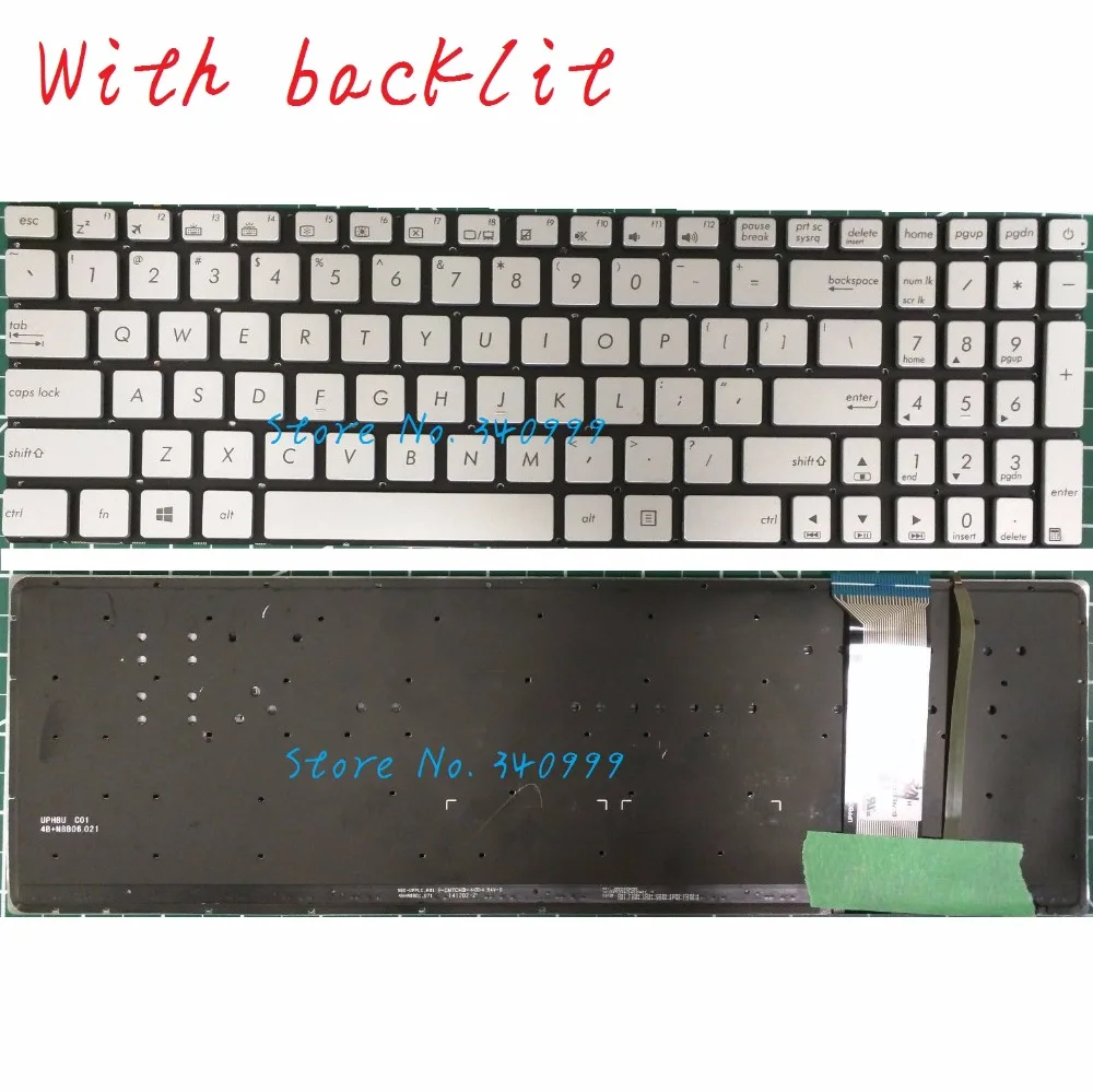 Новинка для ASUS N551 N551J N551JQ N551JK N551JM N551JW US с серебристой клавиатурой