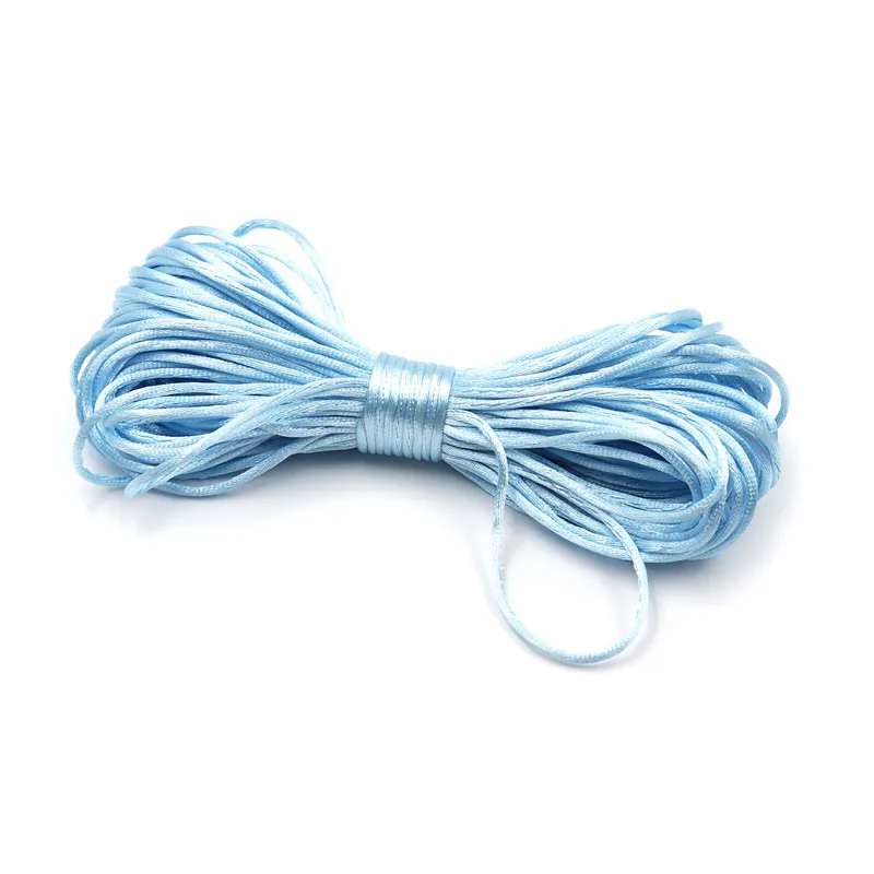 light blue 20 метров атласный нейлоновый шнур 2 мм шелковый канат для детский Прорезыватель аксессуары клипсы для детского зубного кольца цепочка ручная работа проект - Цвет: light blue