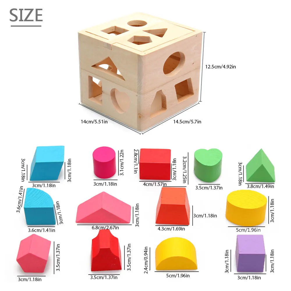 Wooden Color Stereo Building Blocks Geometry Early Childhood Shape Matching For chridre | Игрушки и хобби