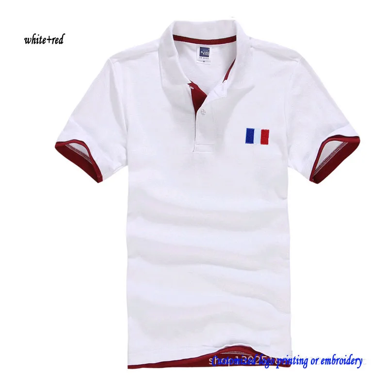 white red XS-3XL, поло, рубашка, Флаг Франции, мужские Поло, топ, летние рубашки для мальчиков, Обычная Лоскутная одежда ярких цветов, повседневная одежда для взрослых - Цвет: white red