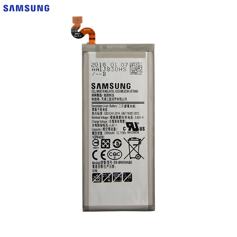 Samsung сменный аккумулятор EB-BN950ABE для samsung GALAXY Note 8 Note8 N9500 N9508 SM-N950F проект Baikal 3300 мАч