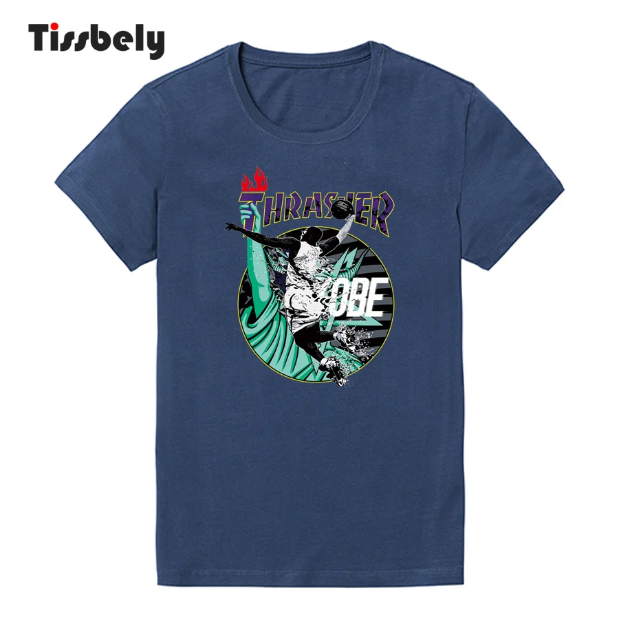 Tissbely хлопковая футболка принтер Fly Для мужчин Thrasher Coolcustomized рубашки человек