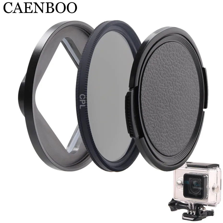 CAENBOO Yi 4K+ фильтры для XiaoMi Yi 4 K/II/Lite/+ Plus красный+ кольцо+ крышка фильтр Дайвинг водонепроницаемый чехол 52 мм Цветной корпус аксессуары - Цвет: CPL Ring Cap