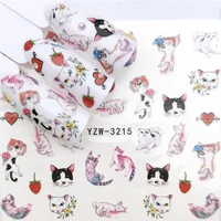 1 pc 2022 new styles nail sticker water decals fruit flower cat transfer nail art decoration