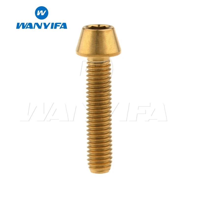 M6x25 Gold Wanyifa M6x10 15, 16, 18, 20, 25 30 35, 40 45 50 55 60 65 мм конической головкой Винт с титановым болтом для велосипедного тормоза велосипеда части - Цвет: M6x25 Gold
